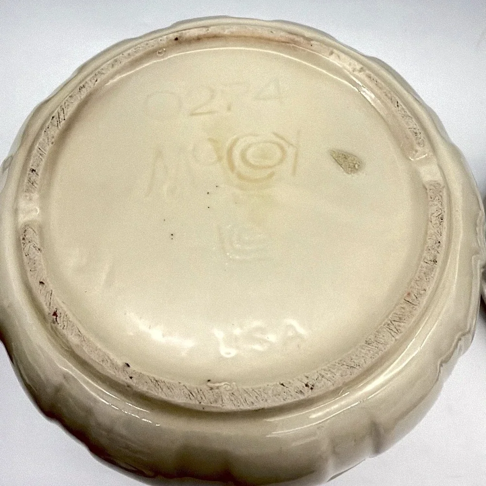 Vintage McCoy Egg Cluster Cookie Jar Ceramic Basket Base Cream